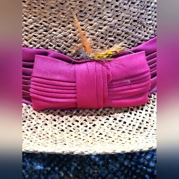 IMPERIAL Maroon Band Straw Hat Vacay Beach Casual OS - Picture 2 of 6